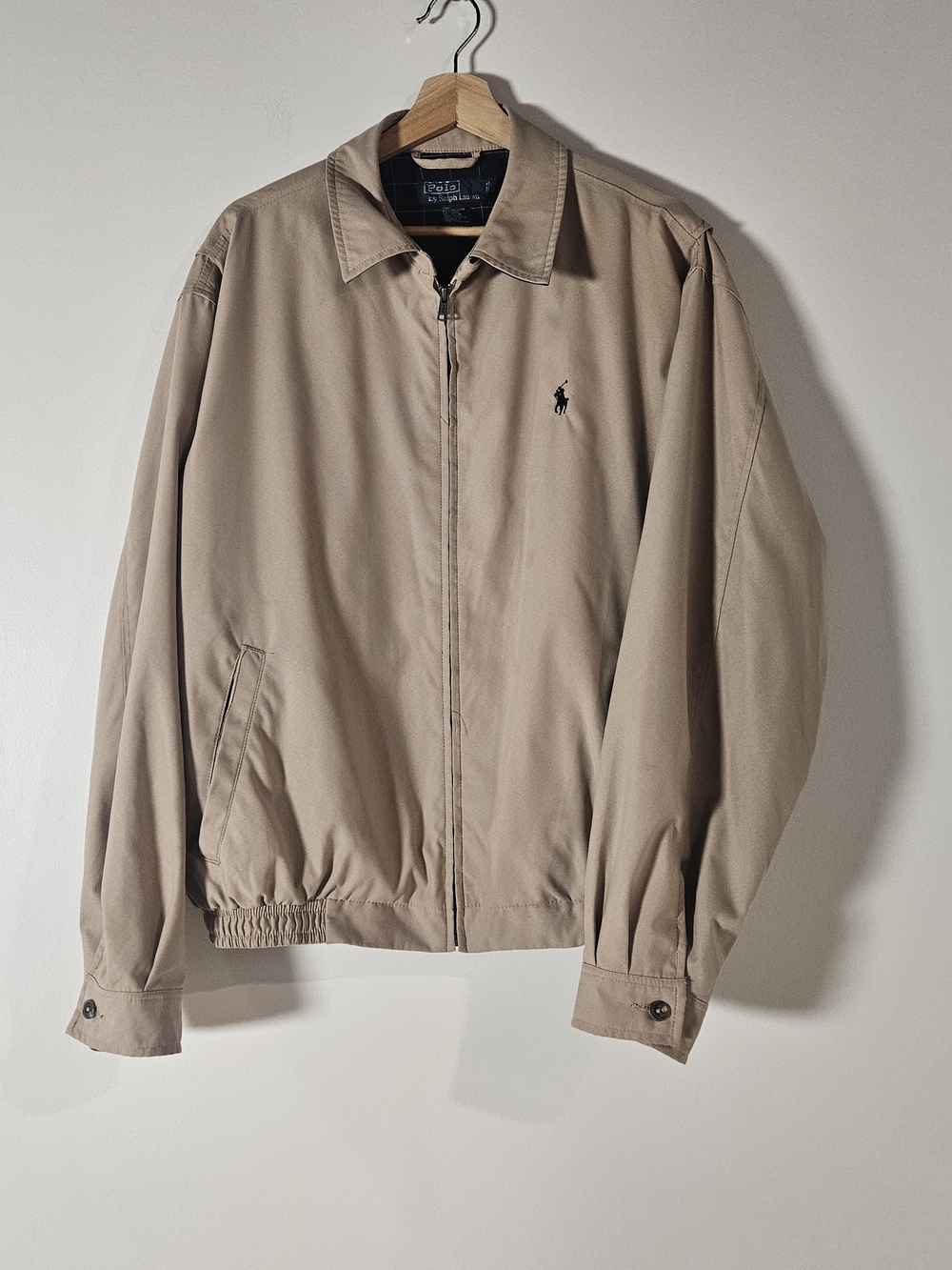 Polo by Ralph Lauren Men’s Zip-Front Harrington Bi-Swing Jacket in Khaki Size L
